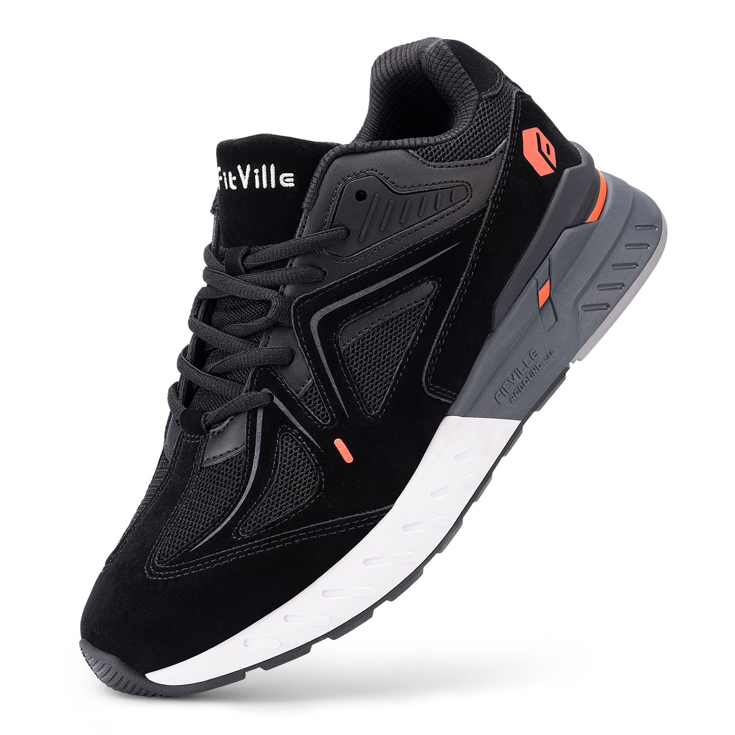 FitVille Men's Extra Wide Walking Shoes Sneakers for Men with Arch Support for Flat Foot, Black, 11 x-Wide