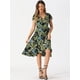 thumbnail image 2 of Vestido Midi Cruzado Y Acampanado Con Estampado Floral Tropical De Verano Para Mujer Negro verde XS, 2 of 6