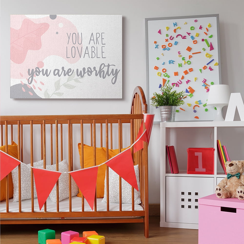 Stupell Industries You are Loveable Phrase Abstract Pink Nature Canvas Wall Art by Kim Allen