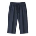 thumbnail image 3 of SNKSDGM Women Solid Ice Silk Capri Pants, Drawstring Elastic Waist Zip Pocket Summer Casual Cropped Trousers Blue XXXXXXXL, 3 of 3