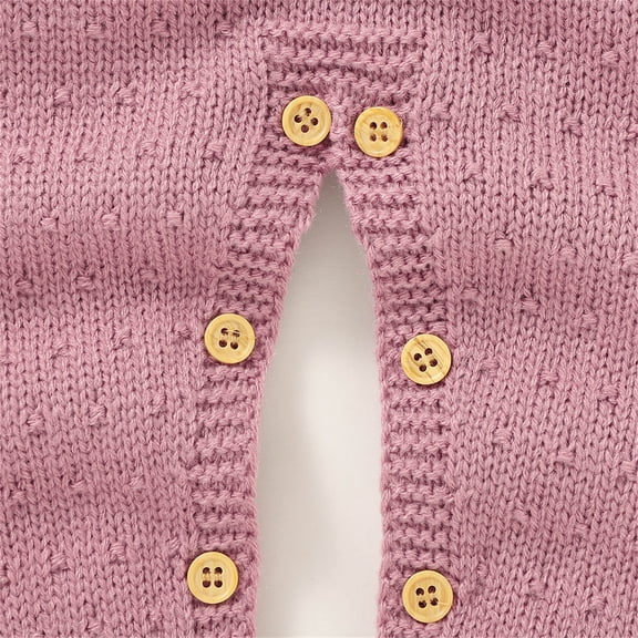 Mercatoo Newborn Baby Knitted Jumpsuit Overalls Striped Button Crotch Long Sleeve Rompe1 Sweater Infant Winter Warm Daily Onesi