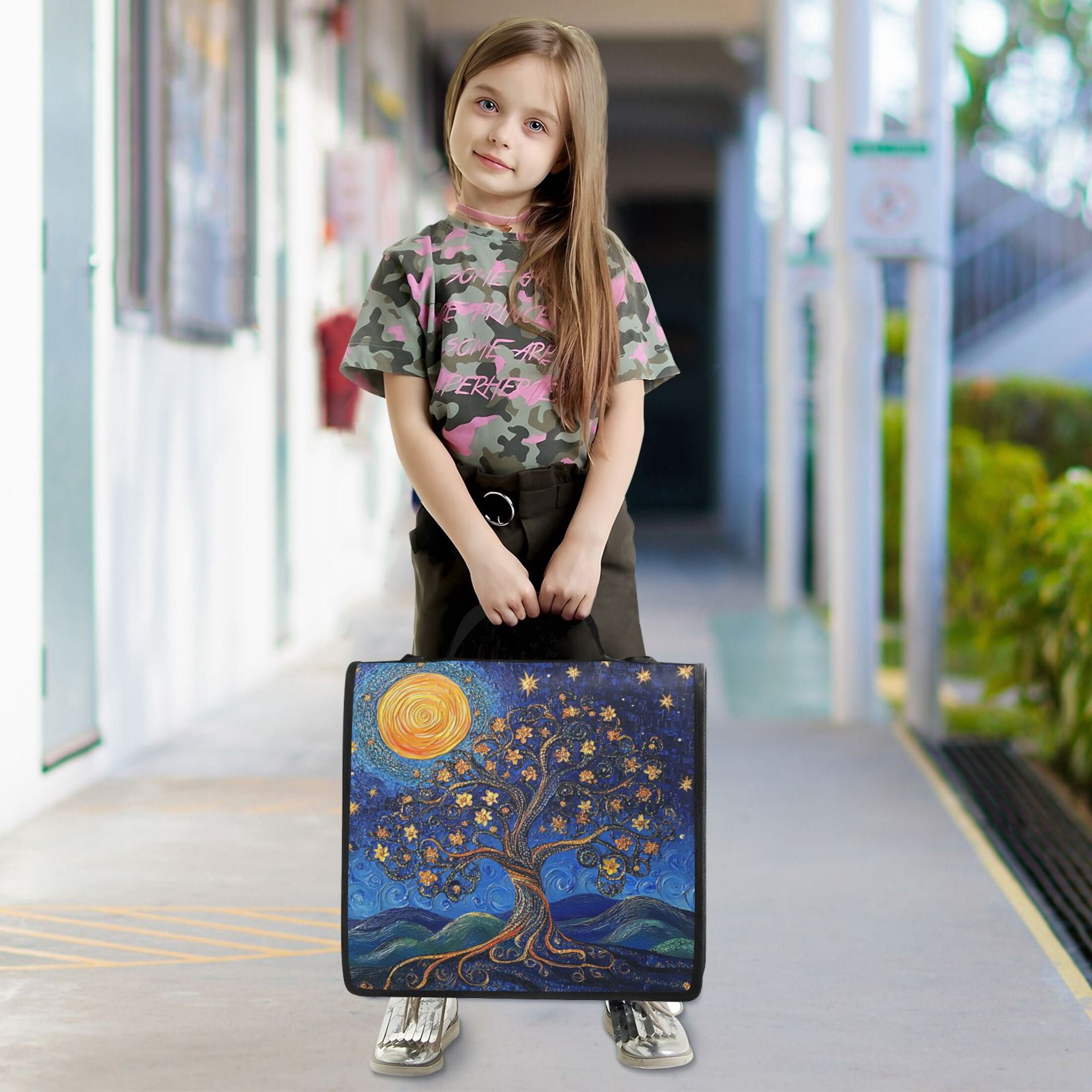 YAZAOO Zipper Binder trapper keeper Documents Organized Design Moonlit Blossoms Printed