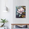thumbnail image 3 of Creowell  White Flower Canvas Wall Art Blossoming on Teal Background Picture Print Wall Painting Modern Artwork Wall Décor for Bedroom Living Room Bathroom Office- 16x20 Inches, 3 of 3