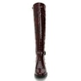 thumbnail image 5 of Ferwind Women's Long Boots Two-Tone Contrast Perforated Stud Accents Adult Burgundy  8, 5 of 7