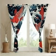 thumbnail image 4 of YST Rideaux Japonais & Draperies Rouges Gossip Koi Rideaux Occultants 104x84 Vagues Océaniques Rideaux Oriental Ukiyoe Rideaux de Salon Style Exotique Rideaux de Fenêtre Décoration Maison pour Adolescents, 4 of 6