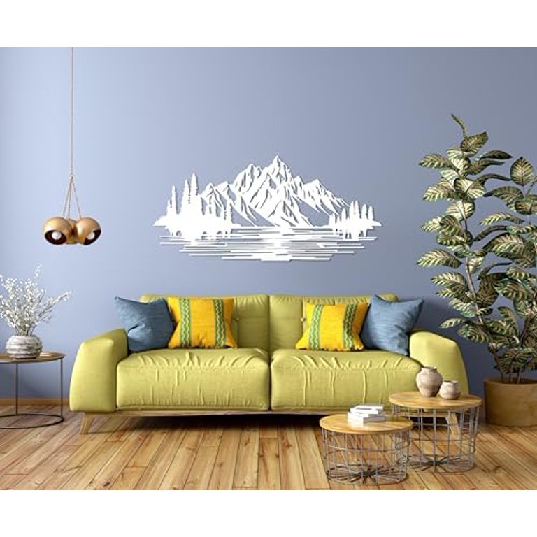 DecoSoul Mountain Forest Metal Wall Art - Nature Themed Decor, Outdoor/Indoor, Black Finish
