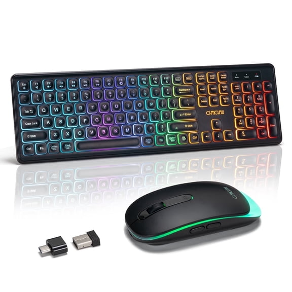 CHONCHOW Wireless Keyboard and Mouse Combo, 104-Key Rechargeable Backlit