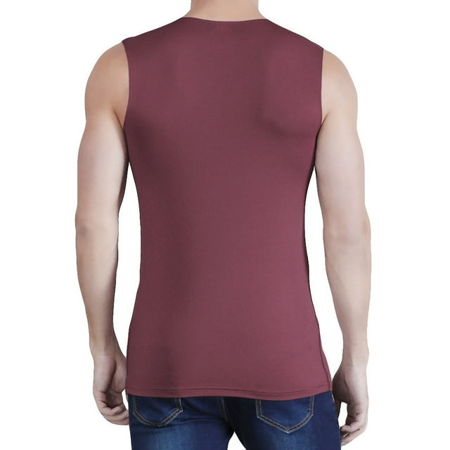 Mens Summer Ice Silk Traceless Thin Breathable Pure Color V-neck Sleeveless Top