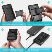RAVPOWER RP-BC002 Battery Charger & 2 Rechargeable Li-ion Battery For Nikon PB28