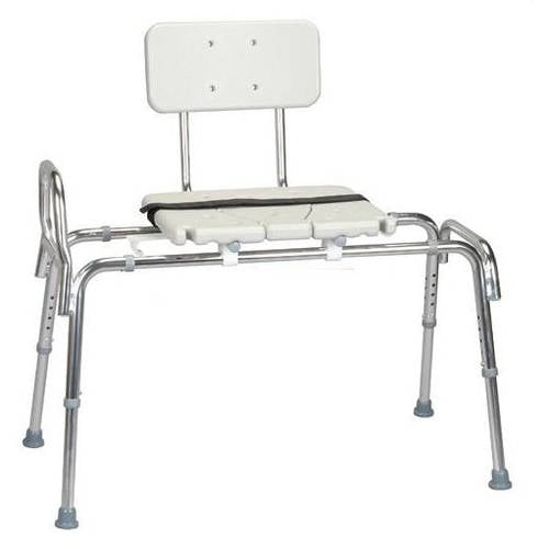 DMI Shower Transfer Bench with Cutout Seat and Adjustable Height, No
