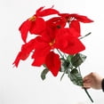 thumbnail image 3 of Fake Poinsettias Artificial Christmas Flowers - Artificial Poinsettia Flowers 7 Heads Big Red Fake Flowers for Christmas Tree Silk Flower Decorations, 3 of 8