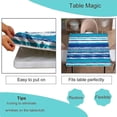 thumbnail image 4 of Square Fitted Elastic Edge Table Cloths, Blue Watercolor Stripes Polyester Table Cover, for Outdoor Patio and Indoor Kitchen Dining Party, Fit for 36" x 36" Square Table, 4 of 4