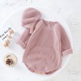thumbnail image 2 of NOKIO Baby Knit Romper Toddler Knitted Jumpsuit kids Knitted Romper Baby Boys Girls Solid Knit Romper Cotton Long Sleeve Sweater Clothes Baby Bodysuit With Cute Hat Set Baby Knit Playsuit, 2 of 5