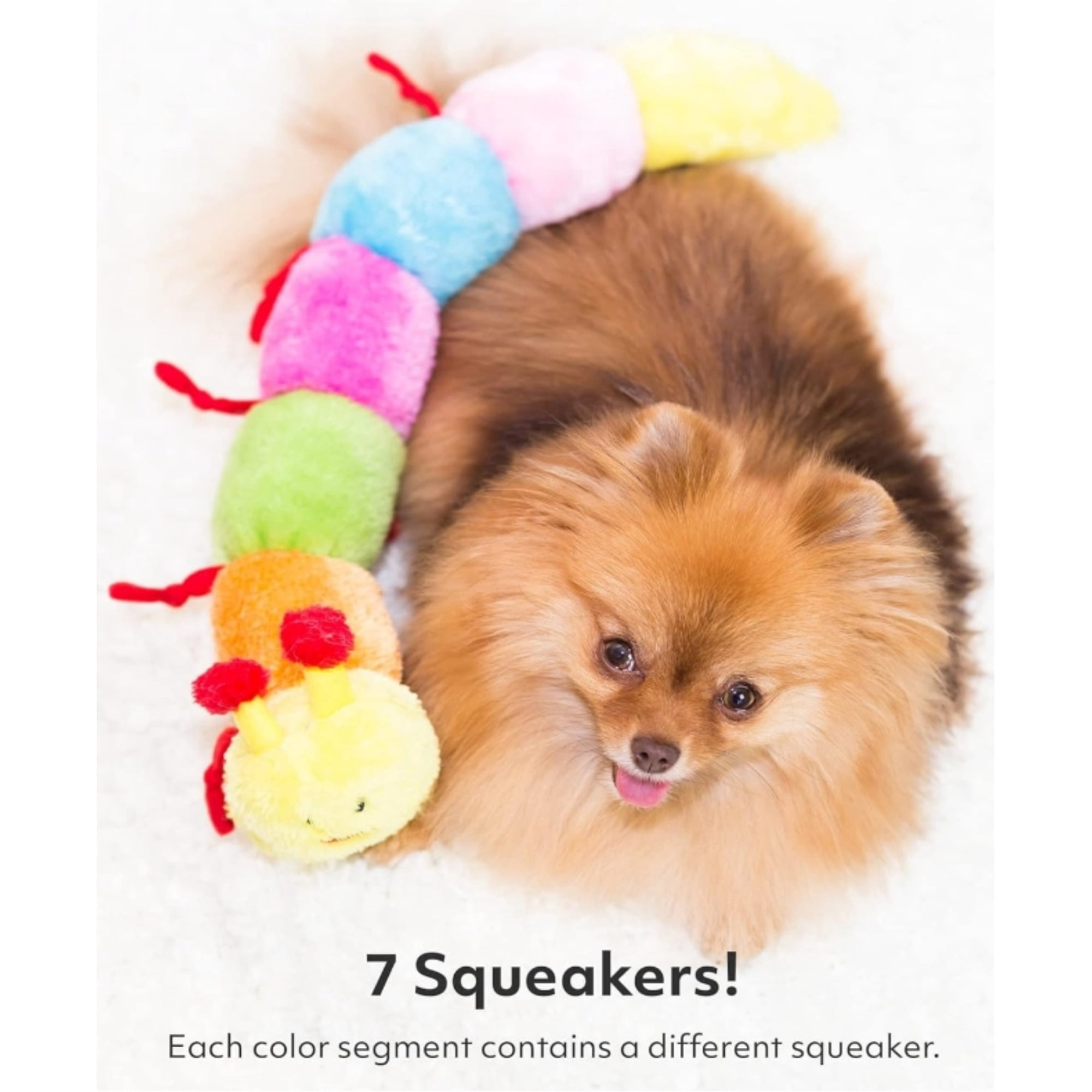 ZippyPaws - Colorful Caterpillar Squeaky Stuffed Plush Dog Toy - Large Squeakers
