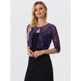 thumbnail image 3 of Dde San Patricio Cárdigan Elegante De Bolero De ManLarTop De Encaje Floral Transparente PaMujer Morado Oscuro S, 3 of 5