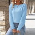 thumbnail image 4 of Women's Hollowout Long Sleeve Knit Pullover Top Loose Fit Crewneck Sweater For Daily Wear Office Outing Holiday Outfits, 4 of 9