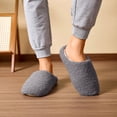 thumbnail image 2 of Slippers for Women Indoor Nonslip Flat Slip on Shoes Fuzzy Warm Winter Casual Lightweight Bedroom House Slides Grey Size 7.5, 2 of 6