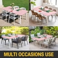 thumbnail image 5 of Pink Christmas Table Cloths for 4 Foot Rectangle Tables, Xmas Tree Ball Winter Modern Art Patio Waterproof Elastic Fitted Tablecloths, Washable Rectangular Table Cover for Camping, 5 of 8