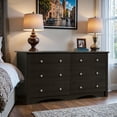 thumbnail image 2 of Vineego Double Dresser for Bedroom,6-Drawer Wide Chest of Drawers,Traditional Bedroom Dresser,Brown, 2 of 8