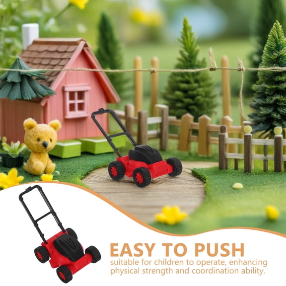 OUNONA Miniature Lawn Mower Model for Dollhouse Garden Decor, Small Scale Outdoor Scene Accessory