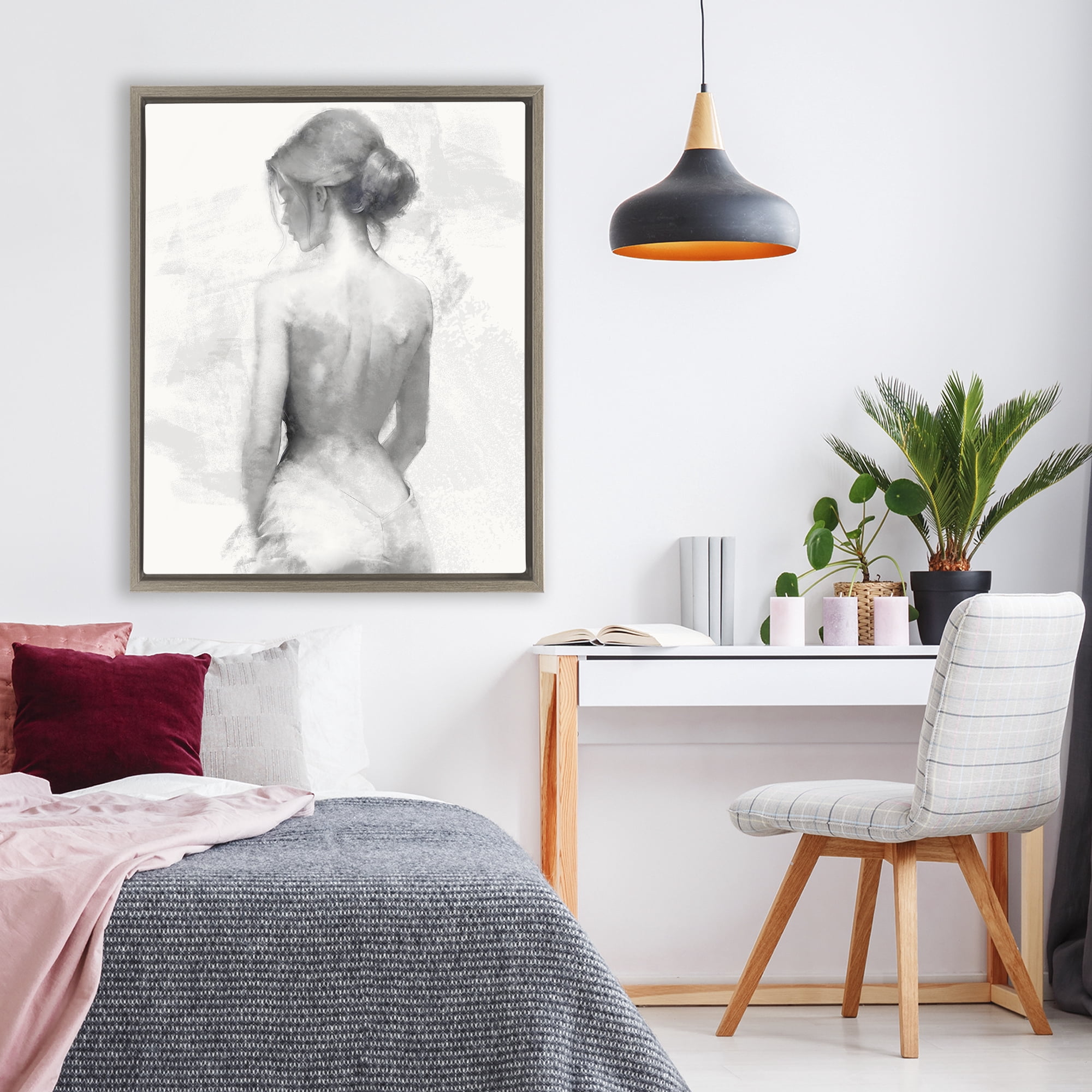 Stupell Industries Mine Elegant Figure Brown Framed Floater Canvas Wall Art, design by Kim Allen