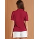 thumbnail image 5 of INSPIRE CHIC Tops de blusa de trabajo con cuello redondo y mangas cortas con tapeta de medio botón con volantes para mujer rojo XL, 5 of 6