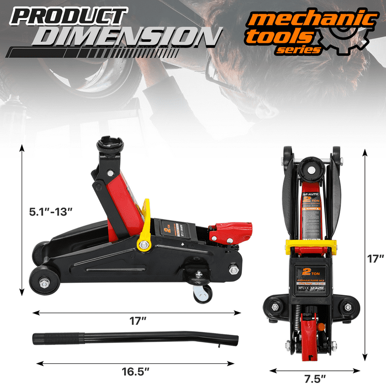 M AUTO Heavy Duty Hydraulic Trolley Service Floor Jack with Blow Mold Carrying Storage Case 2 Ton 4 000 lb Capacity Black