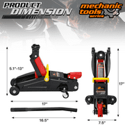 M-AUTO Heavy Duty Hydraulic Trolley Service/Floor Jack with Blow Mold Carrying Storage Case, 2 Ton (4,000 lb) Capacity, Black
