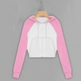 thumbnail image 6 of APEXFWDT Women's Zip-Up Cropped Hoodie Jacket Color Block Raglan Sleeve Casual Sweatshirt Athletic Outerwear,M,Pink, 6 of 8