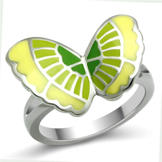 Bague en Acier Inoxydable Poli Sans Placage avec Époxy , Sans Pierre - Taille 5