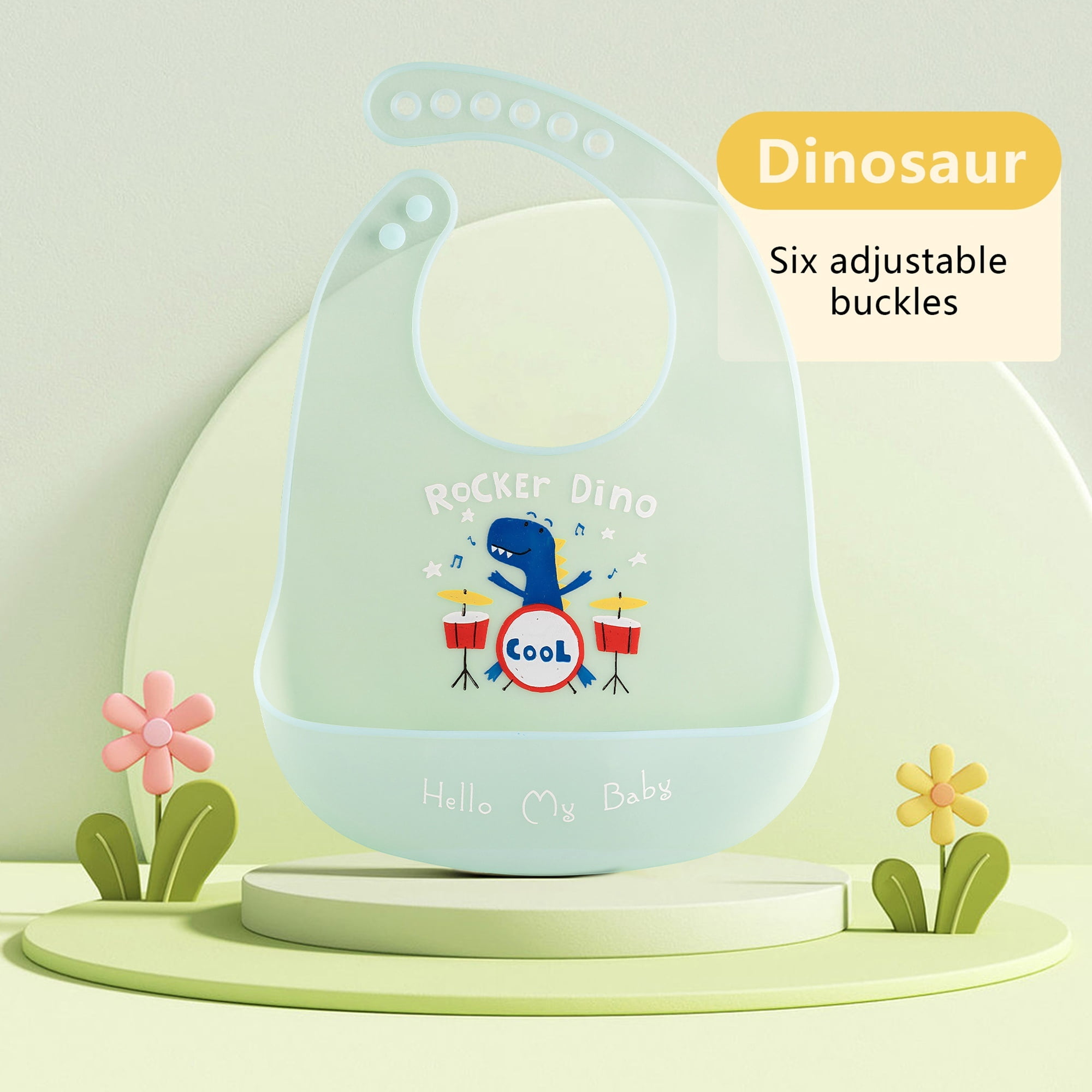 GOLDCOLIN Set of 3 Silicone Bibs for Babies & Toddlers,Soft Adjustable Bibs with Pocket Food Catcher for Baby Girl,Boy