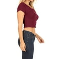thumbnail image 3 of Women's  2-Pack Short Sleeve Stretch Round Neck Solid Cropped Top, 3 of 4
