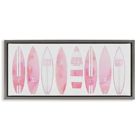 Stupell Industries Nautical Glam Fashion Surfboards Beauty & Fashion Painting Gray Floater Framed Canvas Art Print Wall Art  25 x 11