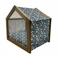 thumbnail image 2 of Fruits Pet House, Sliced Lemons and Oranges Citrus Fruit and Leaves Pattern on Blue Shaded Background, Outdoor & Indoor Portable Dog Kennel with Pillow and Cover, 5 Sizes, Multicolor, by Ambesonne, 2 of 5