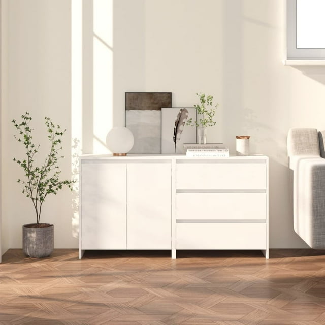 vidaXL Buffet 2 Pcs en Bois Manufacturé Blanc