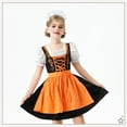 thumbnail image 3 of SERTG Girls Oktoberfest Maid-Style Set 3-Piece Puff Sleeve Round Neck Dress + Apron and Head Accessory Cottagecore Theme Dress-Up Skirt Outfit for Kids 3-12 Years(Orange,3 Years), 3 of 7