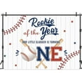 thumbnail image 3 of Baseball Theme Cool 1st Birthday Backdrop Rookie of The Year Blue Red Wooden Plank Slugger is Turning One Boys Birthday Party Photography Background Decorations Photo Booth Studio Prop Fabric, 3 of 3