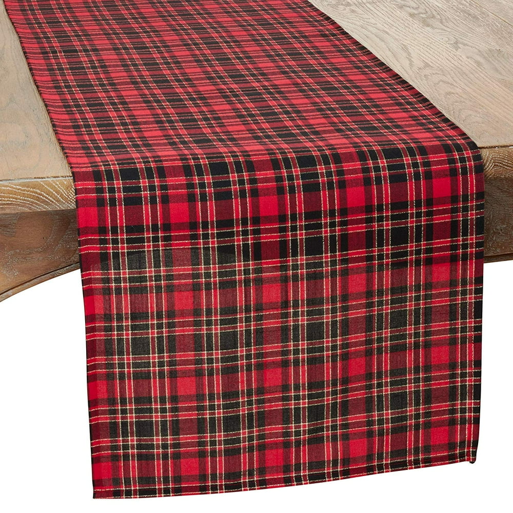 Fennco Styles Classic Tartan Plaid Holiday Tablecloth Red and Black