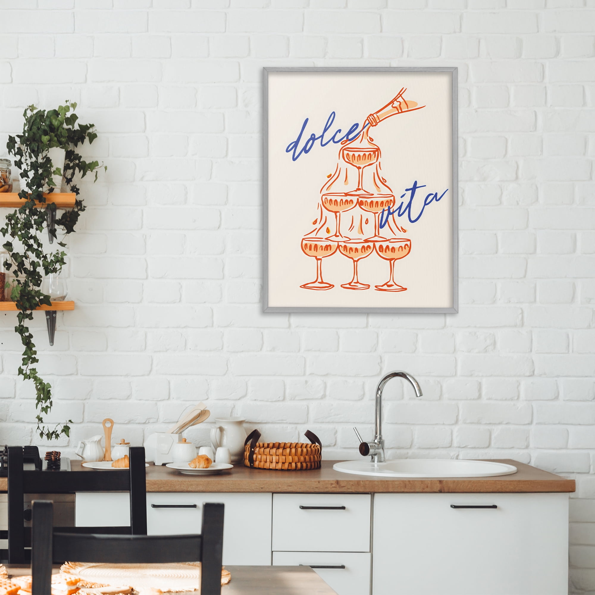 Stupell Industries Dolce Vita Champagne Tower Gray Framed Giclee Art, design by The Prints Vibe