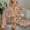 thumbnail image 6 of Vsdgher Fall Thanksgiving Pajamas Set Long Sleeve Sleepwear Womens Button Down Nightwear Pj Sets-Small, 6 of 7