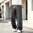 thumbnail image 2 of Bxsruta Men's Drawstring Jeans Baggy Denim Pants Wide Leg Loose Fit Casual Streetwear, 2 of 8