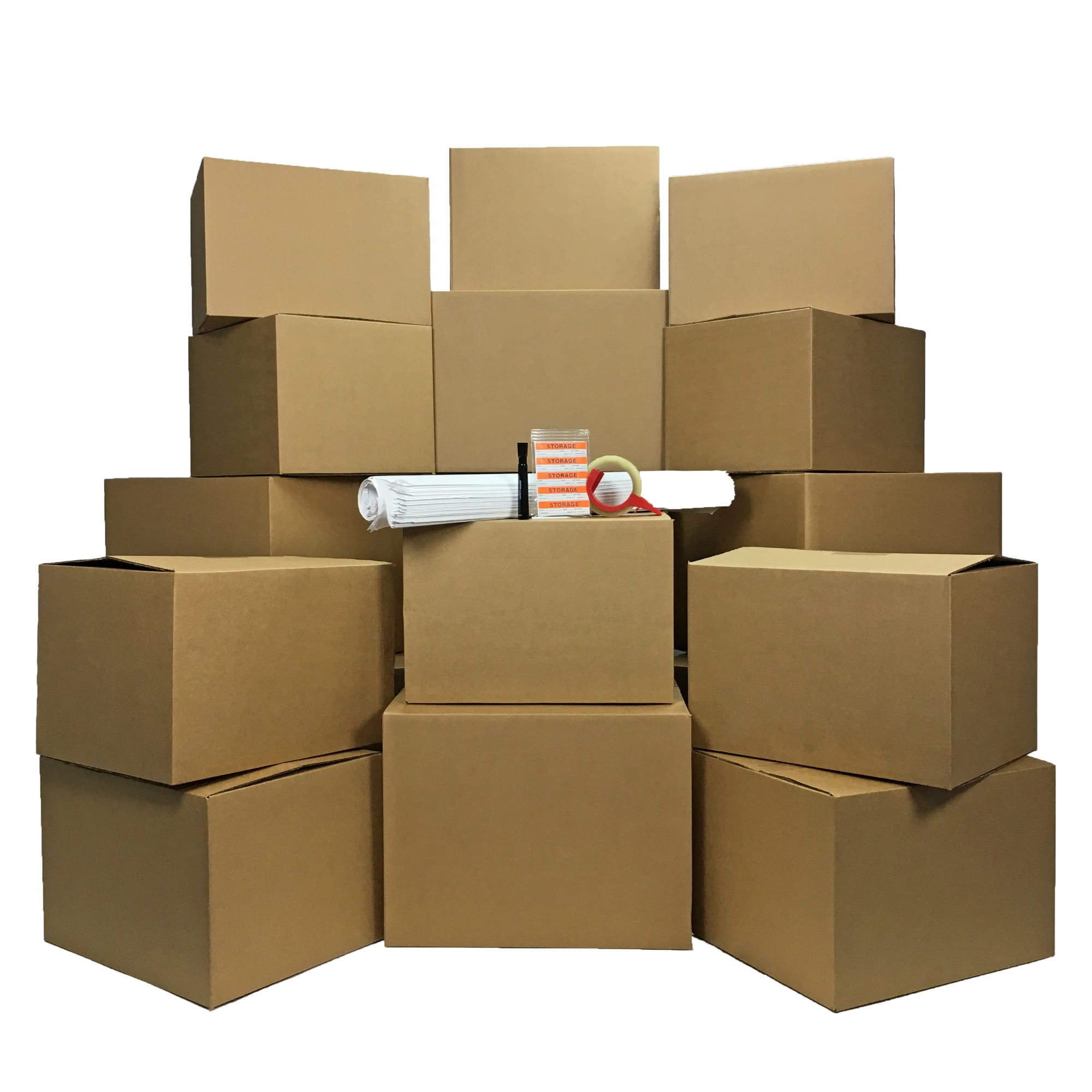 UBMOVE Storage Box Kit 18 Boxes and Supplies, 1 Pack, Storage Labels, Packing Tape, Marker