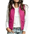 thumbnail image 3 of Women Fleece Lined Quilted Vest Sleeveless Zip up Outerwear Lapel Collar Warm Waistcoat Casual Fall Winter Gilet with Pockets XL, 3 of 7