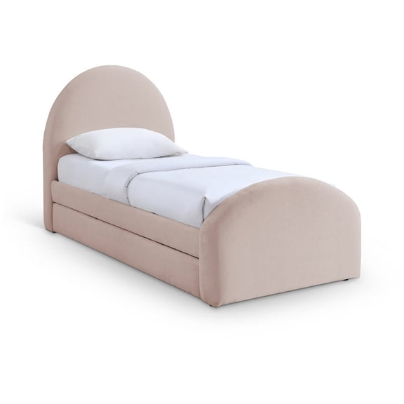 Meridian Furniture Andaz Pink Chenille Fabric Upholstered Twin Trundle Bed