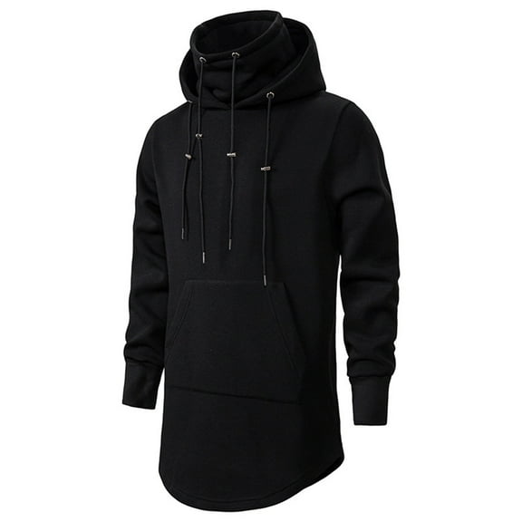 Bnwani Black Jacket For Men Winter'S Casual Hooded Long Loose Coat Trendy Sweater Size L(US:8)