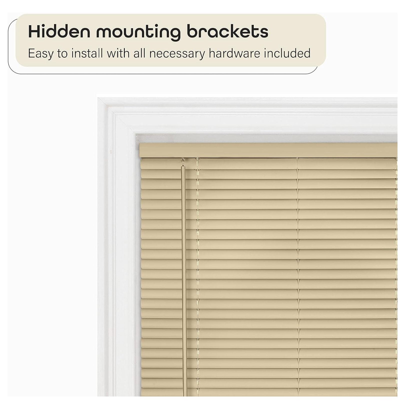 Cordless Room Darkening Mini Blind - 35 Inch Width, 64 Inch Length, 1" Slat Size - Latte - Cordless GII Deluxe Sundown Horizontal Windows Blinds for Interior by Achim Home Decor