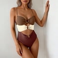 thumbnail image 6 of UTSJKR Women's Color Block Athletic One-Piece Swimsuit, Racerback Boyleg Bathing Suit for Lap Swimming and Water Sports Brown S, 6 of 6