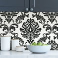 thumbnail image 4 of NuWallpaper Ariel Black and White Damask Vinyl Peel And Stick Wallpaper, 216-in by 20.5-in, 30.75 sq. ft., 4 of 7
