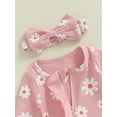 thumbnail image 6 of Suealasg Newborn Baby Girl Footies Romper Warm Long Sleeve Flower Print Jumpsuit +Headband 3 6 9 Months Infant Girl Fall Winter Clothes, 6 of 7