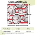 thumbnail image 2 of Red and White Striped Baseballs Pattern Square Fitted Tablecloth with Elastic Edge,Square Table Cover,Washable Elastic Table Cover for Home Kitchen Party Decor 36"x36", 2 of 6
